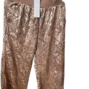 Piper & Scoot Women's Gold Sequin Velvet Dress Pants Size S Party